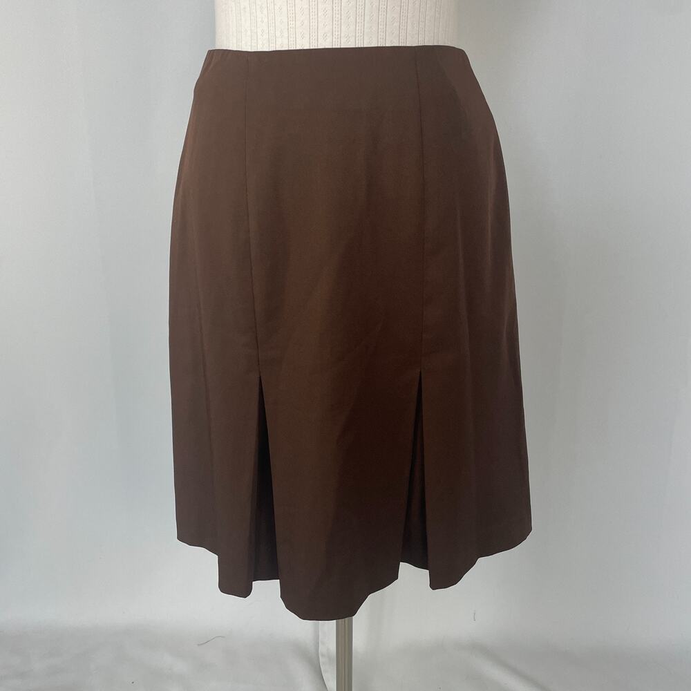 Vtg Y2K Mini Skirt Size 8 Chocolate Brown Pencil Minimal Dark Academia Preppy
